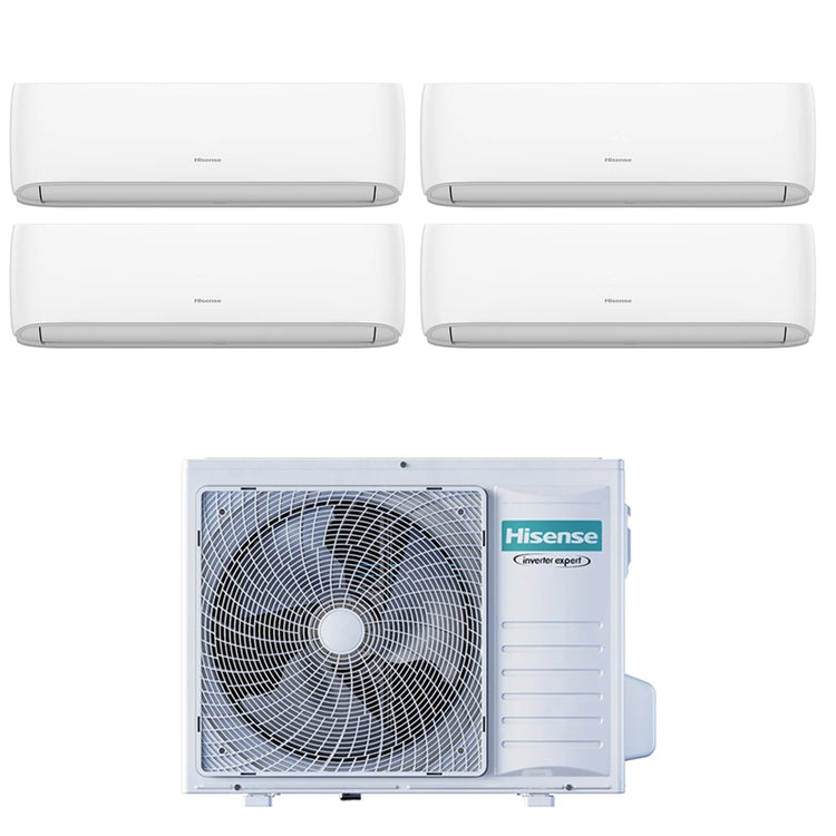 Hisense 4-fach-Split-Klimagerät HI COMFORT, Wandgerät, Inverter, WLAN, Weiß – Außengerät R32 8 kW, Innengeräte 7000+7000+9000+9000 BTU 4AMW81U4RJC+CF[20|20|25|25]YR4BG