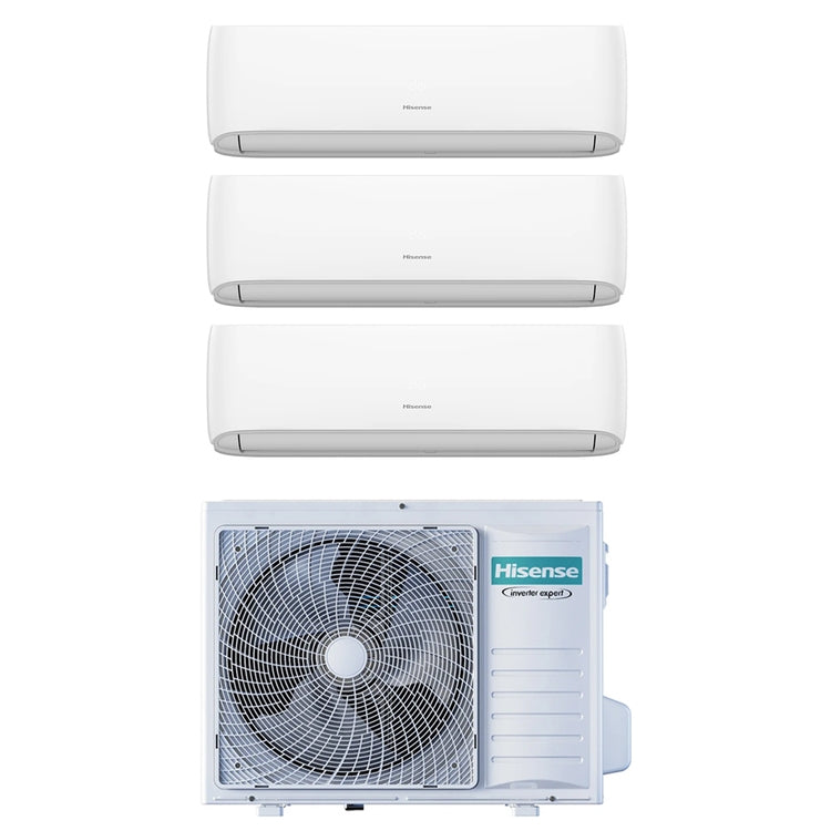 Hisense 3-fach-Split-Klimagerät HI COMFORT, Wandgerät, Inverter, WLAN, Weiß – Außengerät R32 5,5 kW, Innengeräte 7000+7000+12000 BTU 3AMW52U4RJC+CF[20|20]YR4BG+CF[35]MR0BG