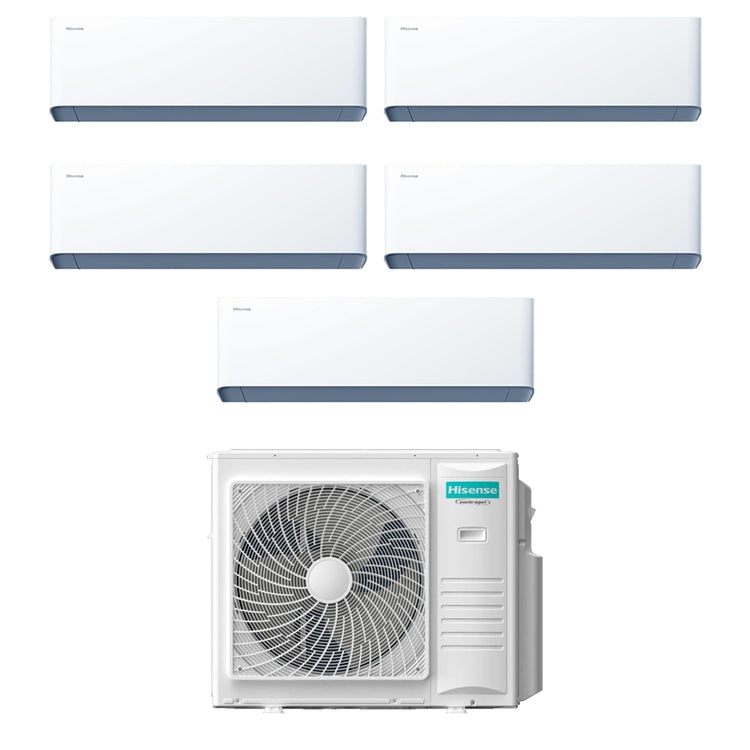 Hisense 5-fach-Split-Klimagerät UNI HB, Wandgerät, Inverter, WLAN, Weiß – Außengerät R32 10 kW, Innengeräte 7000+7000+7000+9000+12000 BTU 5AMW105U4RQC+HB[20|20|20|25|35]XU0AG