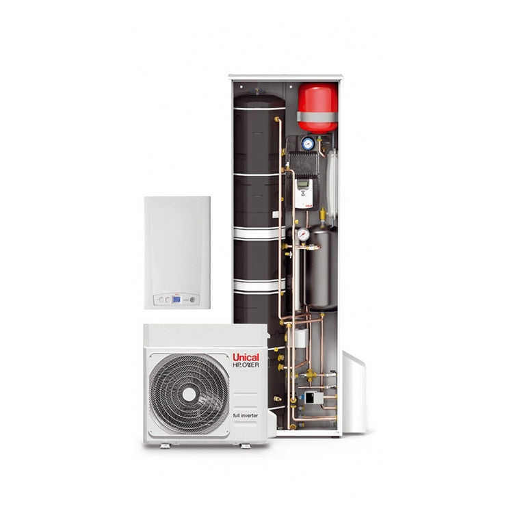 Unical SLIMs KON 35 HP 70 Hybrid-System für Heizung/Kühlung und Warmwasser, direkt an Solarpaneele anschließbar (vormontierte Version) HYBREER 00377058D1V1