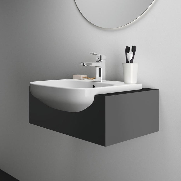 Ideal Standard Waschbecken Halb-Einbau L. 50 cm, einloch, mit Überlauf, Weiß glänzende Ausführung I.LIFE T451701