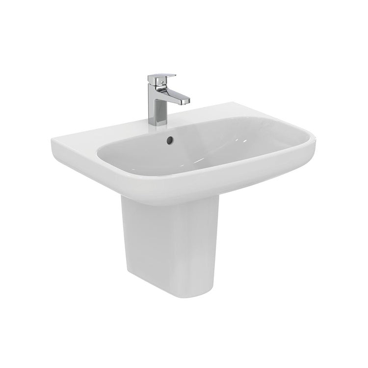 Ideal Standard Waschbecken hängend oder aufliegend L. 65 cm, ein Loch, mit Überlauf, Weiß, glänzende Oberfläche I.LIFE T451001