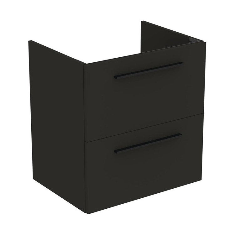 Ideal Standard I.Life Ein hängender Unterschrank L. 60 H. 63 T. 44 cm, mit 2 äußeren Schubladen, Innenfarbe Anthrazit, Außenfarbe Kohlegrau, matte Oberfläche T5255NV