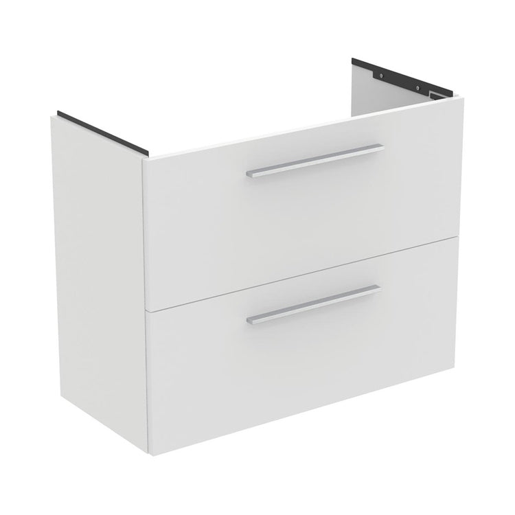 Ideal Standard Unterbau-Waschtischschrank hängend L. 80 H. 63 T. 37,5 cm, mit 1 innerer und 1 äußerer Schublade, innerer Farbe Anthrazit, äußerer, Weiß, matte Oberfläche I.LIFE S T5295DU