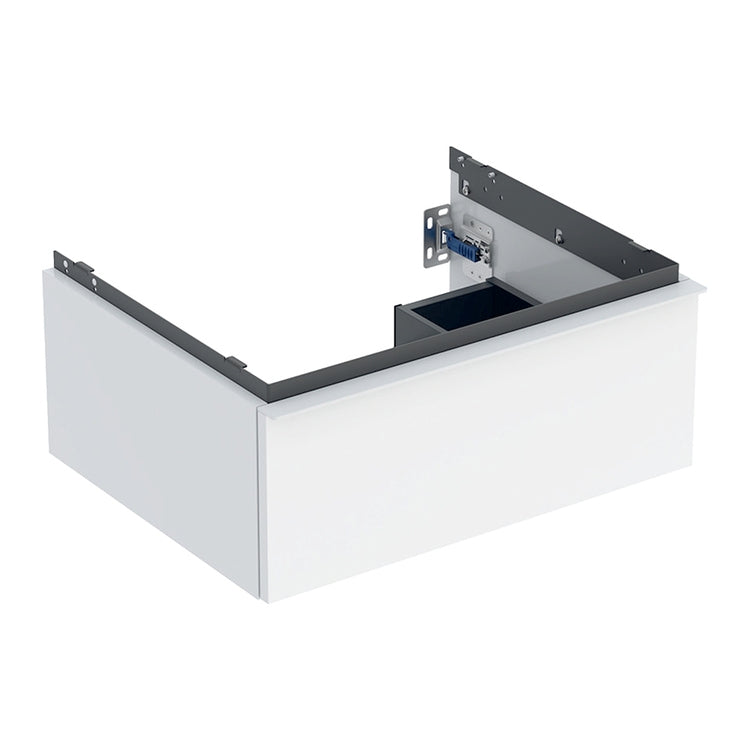 Geberit Mobil hängend L. 60 cm für Waschbecken, mit einer Schublade mit Softclose, Griff in Weiß matt, Gehäuse in Weiß glänzend ICON 502.310.01.1
