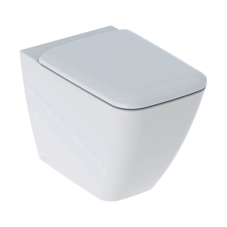 Geberit Boden-WC, mit verdeckter Befestigung, Rimfree, Sitz mit absenkbarer Deckel, Weiß, glänzende Ausführung ICON SQUARE 500.825.00.1