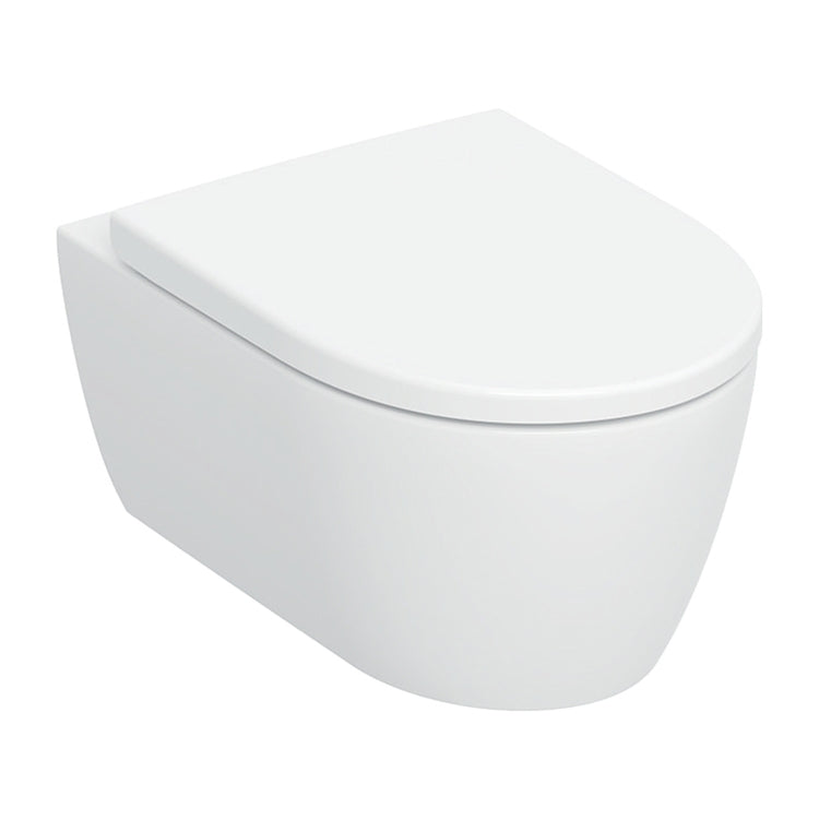 Geberit Wandhängendes WC Turboflush mit verdeckten Befestigungen, Sitz mit gedämpftem Absenken, Weiß, glänzende Oberfläche ICON 503.046.00.1
