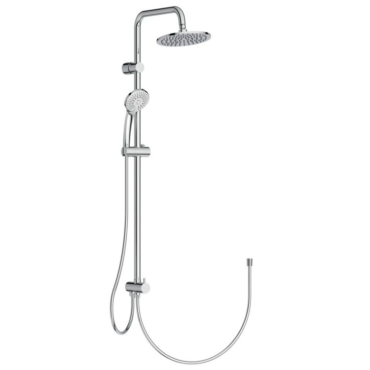Ideal Standard Duschsäule, ohne Mischbatterie, mit Zwei-Wege-Umschalter, Handbrause Ø 10 cm, Kopfbrause Ø 20 cm, Chromoberfläche IDEALRAIN DUO A5691AA