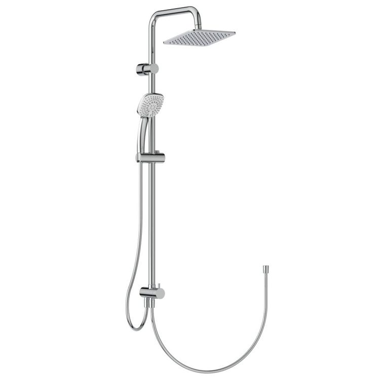 Ideal Standard Duschsäule, ohne Mischer, mit Zweifach-Umschalter, Handbrause L. 10 cm, Kopfbrause L. 20 cm, Chromoberfläche IDEALRAIN DUO CUBE A5862AA