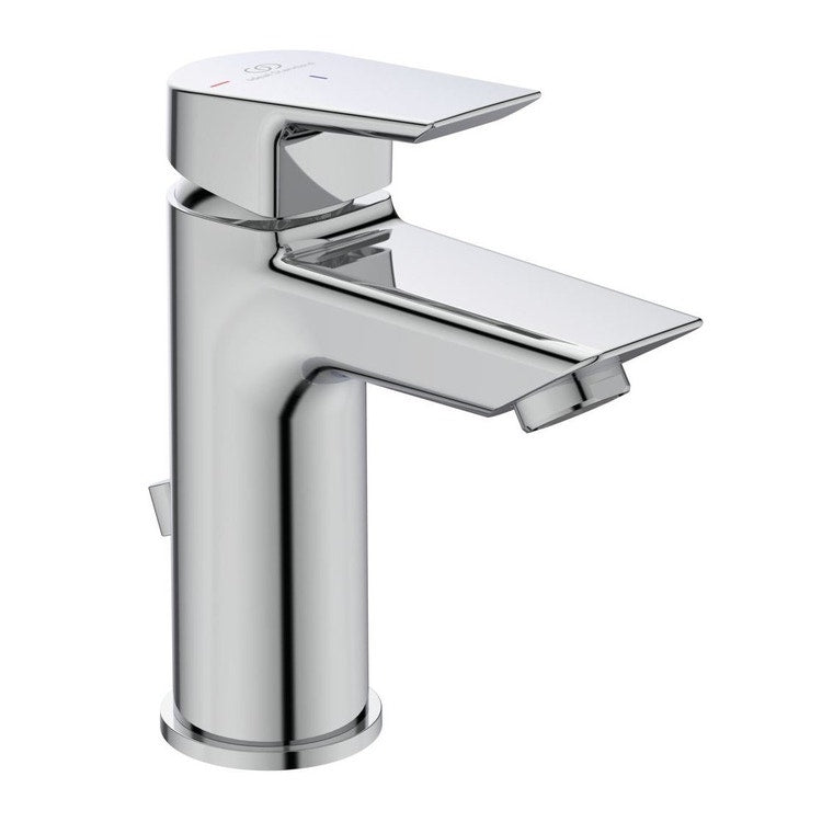 Ideal Standard Einhebelmischer H. 16 cm für Waschbecken, fester Auslauf, mit Kaltstart-System Bluestart, Bedienhebel und Ablaufstange, Chromoberfläche CERAMIX A6543AA