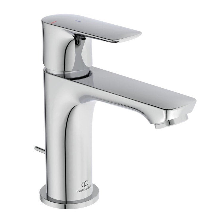 Ideal Standard Einhandmischer H. 15 cm für Waschbecken, mit Bluestart-Kaltstart-System, Bedienhebel und Ablaufstange, Chromoberfläche CONNECT AIR A7008AA