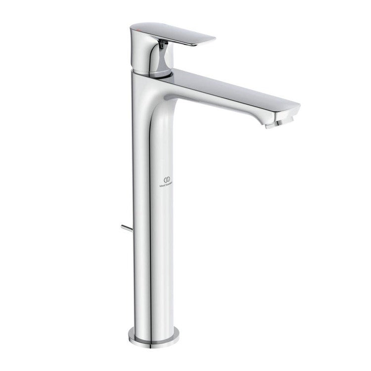 Ideal Standard Einhebelmischer zur Aufstellung auf der Arbeitsplatte, mit Bedienstange und Ablaufkörbchen, Chromoberfläche CONNECT AIR A7025AA