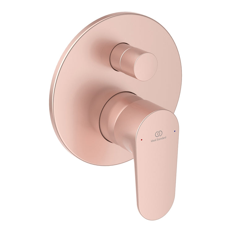Ideal Standard Einhand-Überwurfmischer für Bad/Dusche zum Einbau, mit Umsteller, Einbaukörper inklusive, Farbe Rosé CERAFINE O A7193RO
