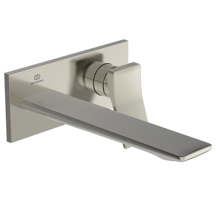 Ideal Standard Einhebel-Waschtischarmatur T. 23 cm für Wandmontage, Silber Storm Finish CONCA A7372GN