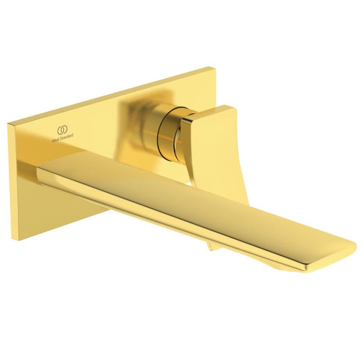 Ideal Standard Einhebelmischer für Waschbecken T. 23 cm zur Wandmontage, Oberfläche gebürstetes Gold CONCA A7372A2