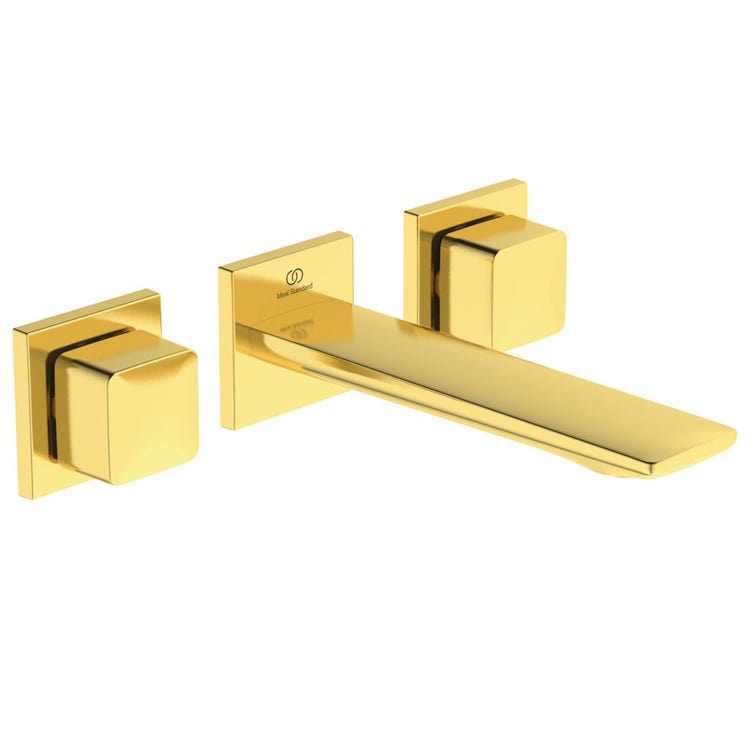Ideal Standard Einhebelmischer für Waschtisch, 3-Loch-Einbau, Oberfläche gebürstetes Gold CONCA A7445A2