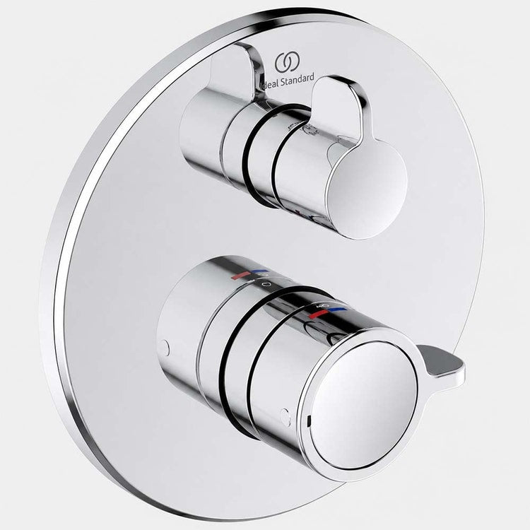Ideal Standard Runder Thermostatmischer, für Dusche, mit Umsteller, ohne Einbaukörper, Chromoberfläche CERAPLUS SAFE A8592AA