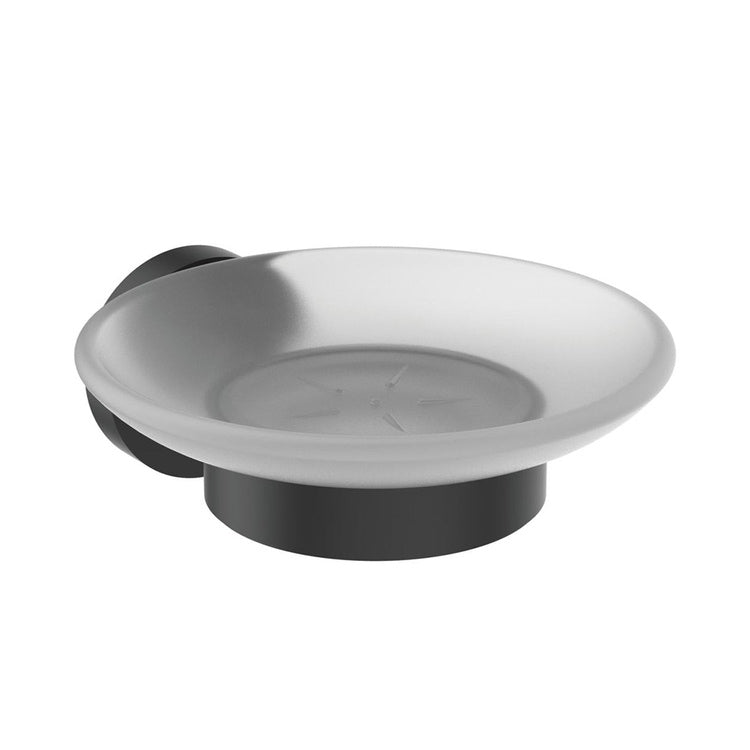 Ideal Standard Seifenspender aus matterm Glas mit Halter in schwarzer Farbe, matte Ausführung IOM A9122XG