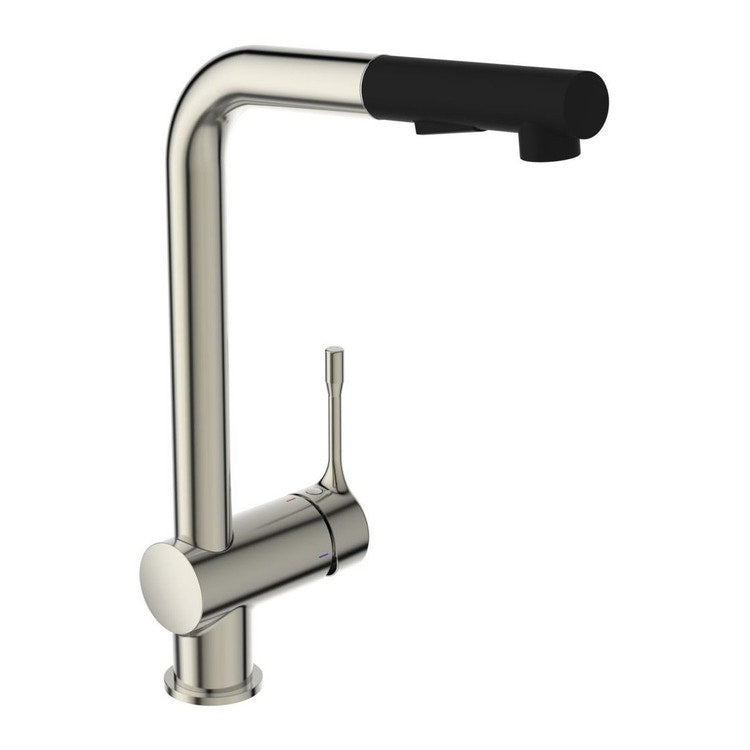 Ideal Standard Einhebelmischer zur Aufputzmontage auf Spüle, mit schwenkbarem und ausziehbarem Auslauf, mit Brause in 2 Funktionen, Oberfläche Silver Storm CERALOOK BC178GN