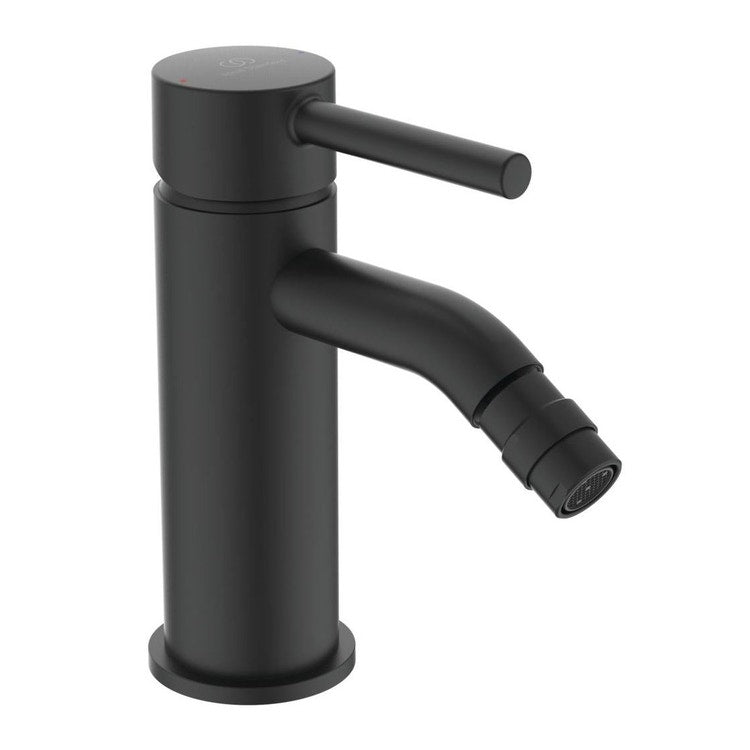 Ideal Standard Einhebelmischer für Bidet, mit Bedienungshebel und Ablaufventil 1-1/4, Schwarz matt CERALINE BC197XG