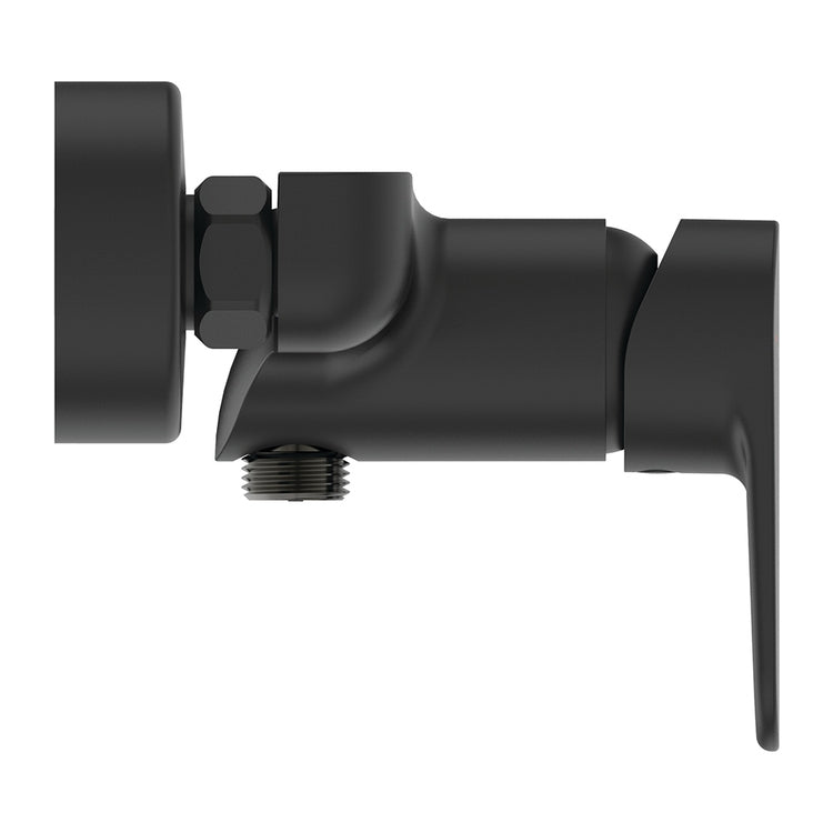 Ideal Standard Einhebel-Außenduschmischer, mit Temperaturbegrenzer, Rückschlagventil und Anschluss für Schlauch, schwarz, mattes Finish CERAFINE O BC499XG