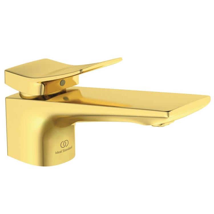 Ideal Standard Einhebel-Waschtischarmatur, mit Ablauf, Oberfläche gebürstetes Gold CONCA BC753A2