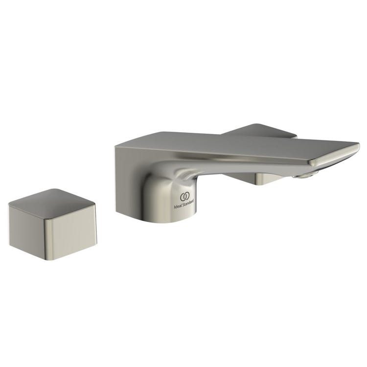 Ideal Standard Dreiloch-Waschtischarmatur mit Ablauf, Silber Storm Finish CONCA BC759GN