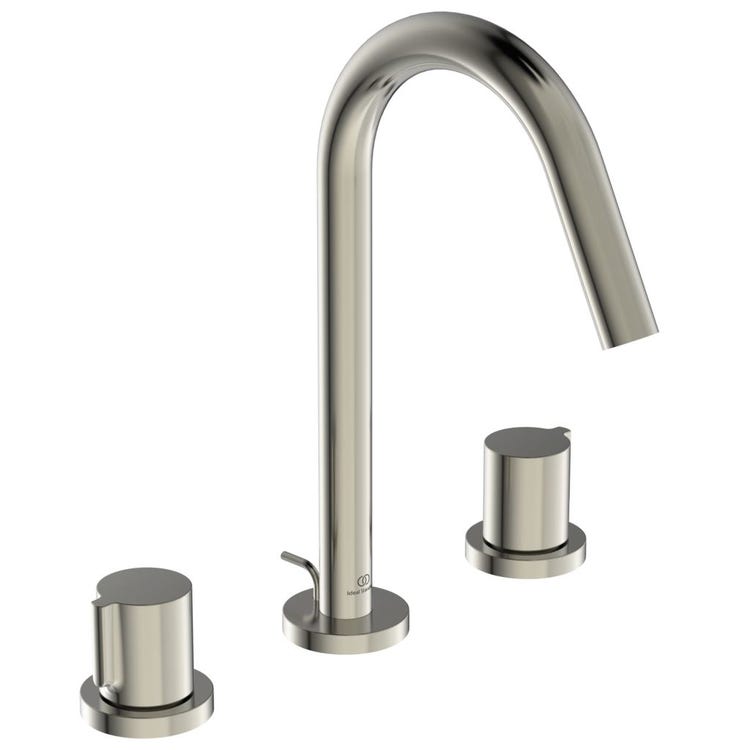 Ideal Standard Waschtischarmatur H. 24,8 cm, 3 Löcher, mit feststehendem Auslauf, Silber Storm Finish JOY BC783GN