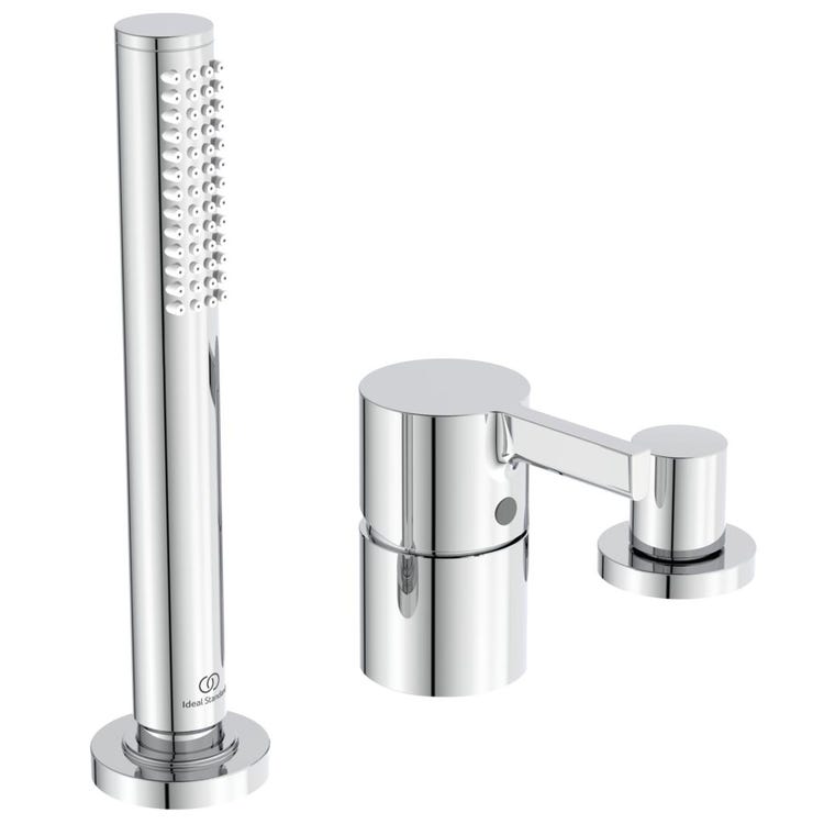 Ideal Standard Badewannenrandgruppe 3 Loch, mit Umschalter und Brausegarnitur Stilo mit 1 Funktion, Chrom-Finish JOY BC788AA