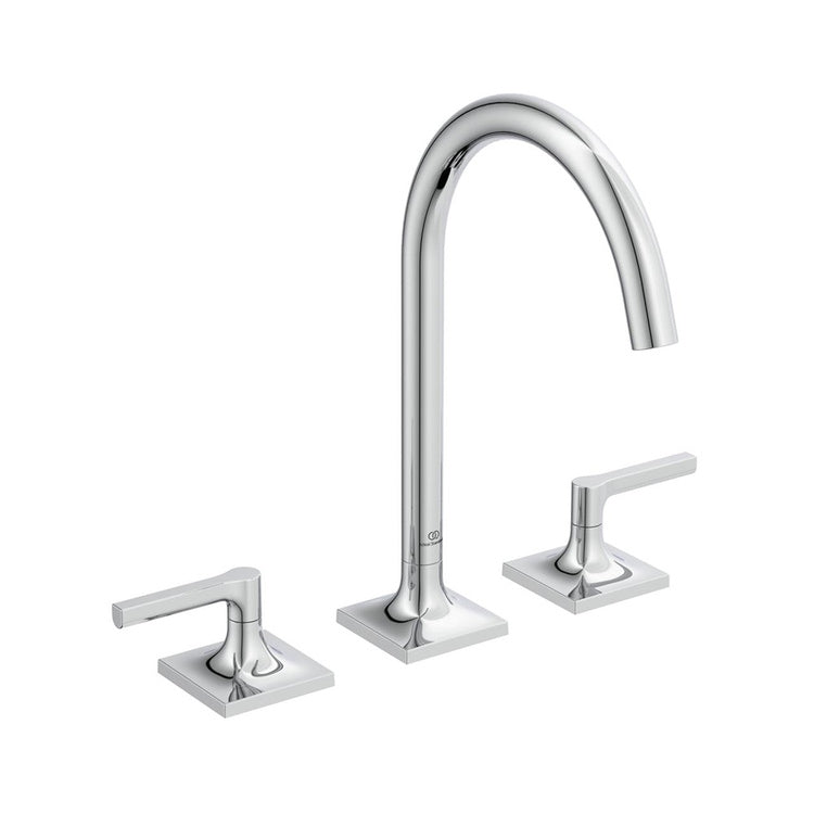 Ideal Standard Zweigriff-Waschtischmischer, mit linearem Griff, ohne Ablauf, schwenkbarer Auslauf, Chromoberfläche JOY NEO BD146AA