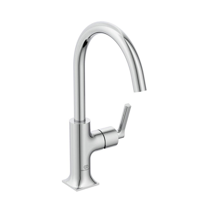 Ideal Standard Einhebelmischer H. 31 cm für Waschbecken, mit seitlichem linearem Griff, ohne Ablauf, mit schwenkbarem Auslauf, Chrom-Finish JOY NEO BD150AA