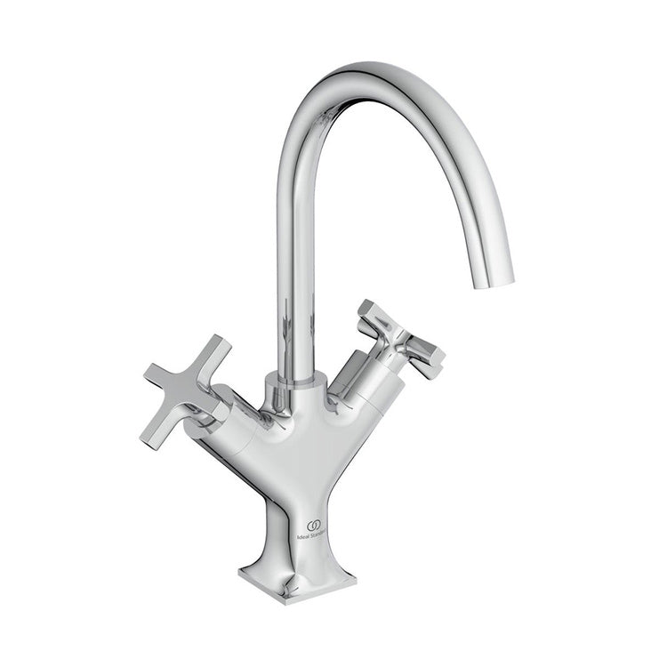 Ideal Standard Einhand-Waschtischmischer, mit Kreuzgriff, ohne Ablauf, mit schwenkbarem Auslauf, Chromoberfläche JOY NEO BD152AA