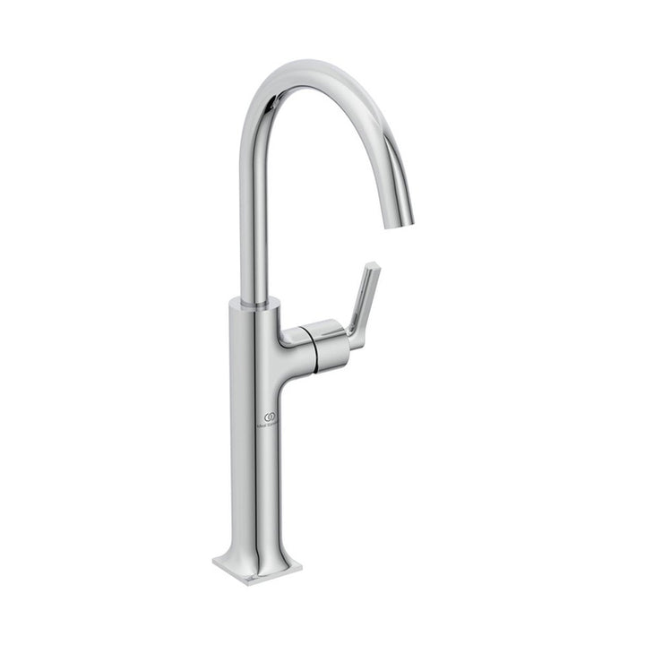 Ideal Standard Einhandmischer zum Aufstellen auf der Arbeitsplatte, seitlicher linearer Griff, mit schwenkbarem Auslauf, ohne Ablauf, Chromoberfläche JOY NEO BD156AA