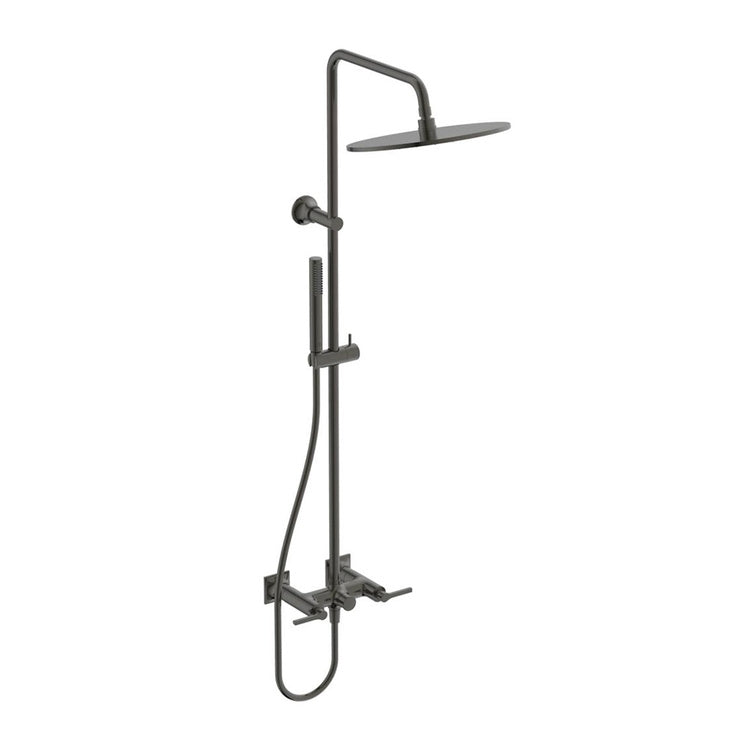 Ideal Standard Mechanische Duschsäule, mit Zweigriffmischer, Umsteller, lineare Griffe, Kopfbrause Ø 30 cm, Handbrause und flexibler Schlauch, Oberfläche magnetic grey JOY NEO BD159A5