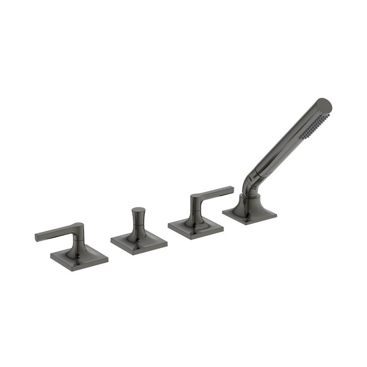 Ideal Standard Wannenrandgruppe mit 4 Löchern, mit zwei linearen Hebeln, Umsteller und Handbrause, Oberfläche Magnetic Grey JOY NEO BD167A5