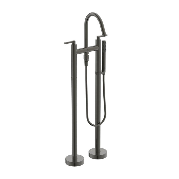 Ideal Standard Freistehender Badewannenmischer, mit Auslauf, zwei linearen Hebeln, Umsteller und Handbrause, Unterputzkörper inklusive, Oberfläche magnetic grey JOY NEO BD169A5