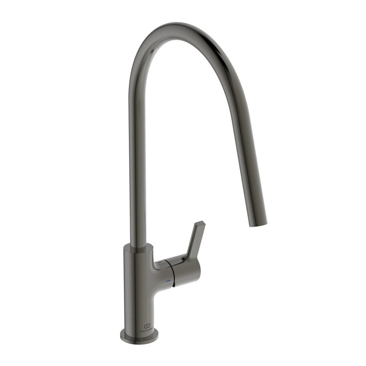 Ideal Standard Einhebelmischer H. 42 cm für Spüle, mit schwenkbarem Auslauf, Oberfläche magnetic grey GUSTO BD408A5