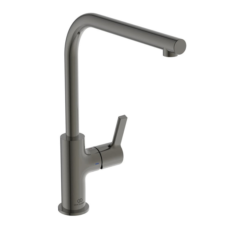 Ideal Standard Einhebelmischer H. 33 cm für Spüle, mit hohem L-förmigen Auslauf, Oberfläche magnetic grey GUSTO BD418A5