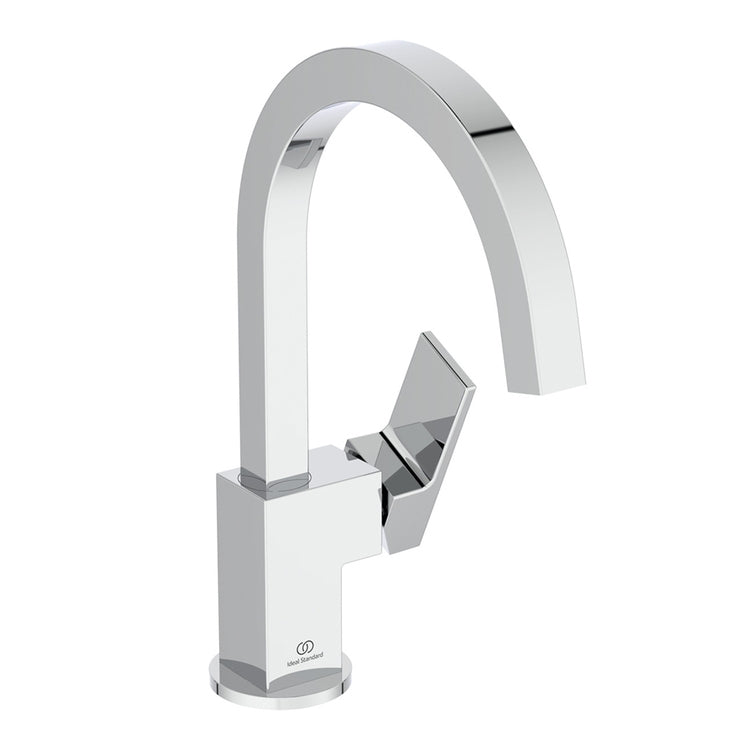 Ideal Standard Einhandmischer H. 31 cm für Waschbecken mit hohem Auslauf, ohne Bedienhebel und 1-1/4 Ablaufventil, Chromoberfläche EXTRA BD505AA
