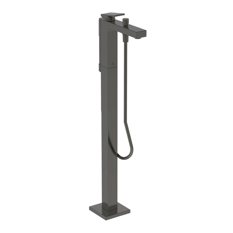 Ideal Standard Freistehender Wannenmischer, mit Umsteller, Handbrause-Stab, 125 cm flexibler Schlauch und Brausehalter, Oberfläche gebürstetes Gold EXTRA BD520A2