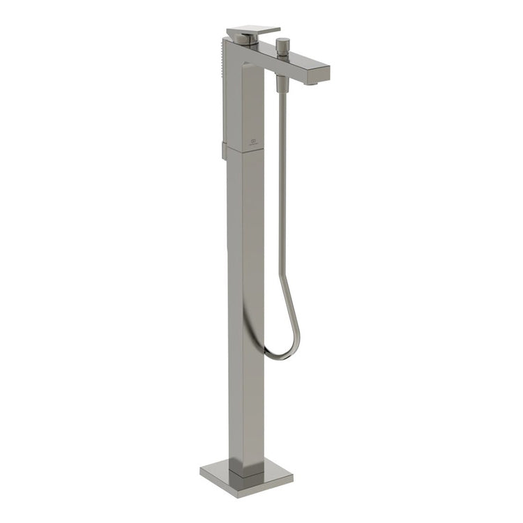 Ideal Standard Freistehender Wannenmischer, mit Umsteller, Handbrause-Stick, 125 cm Schlauch und Brausehalter, Oberfläche Silver Storm EXTRA BD520GN