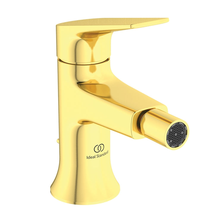 Ideal Standard Einhebel-Bidetmischer, mit Ablauf, Oberfläche gebürstetes Gold LA DOLCE VITA BD664A2