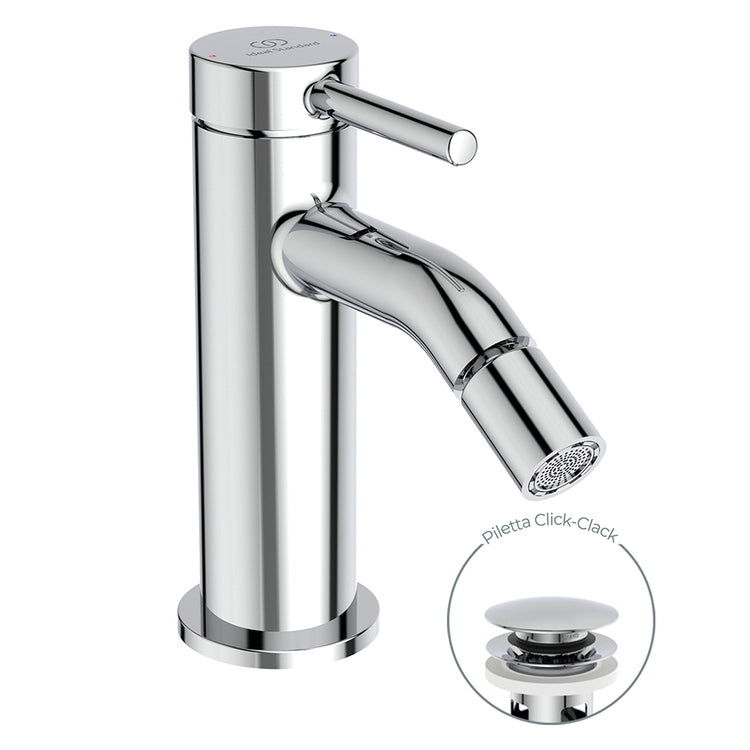 Ideal Standard Einhebelmischer H. 14 cm für Bidet, mit Click-Clack-Ablauf, Chromfinish CERALINE BD849AA