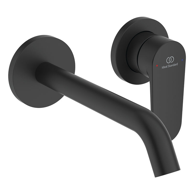 Ideal Standard Einhandmischer T. 19 cm für Waschbecken, wandmontiert, ohne Unterputzkörper, Farbe Schwarz matt CERAFINE O BD776XG