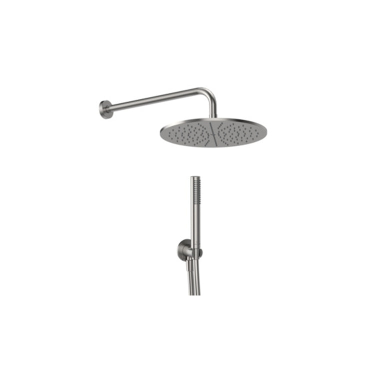 Ideal Standard Duschkit Light rund mit Wandarm, runder Duschkopf Ø 30 cm, Duschstab, Auslassanschluss mit fester Halterung und 175 cm Schlauch, Ausführung Silver Storm IDEALRAIN BD825GN