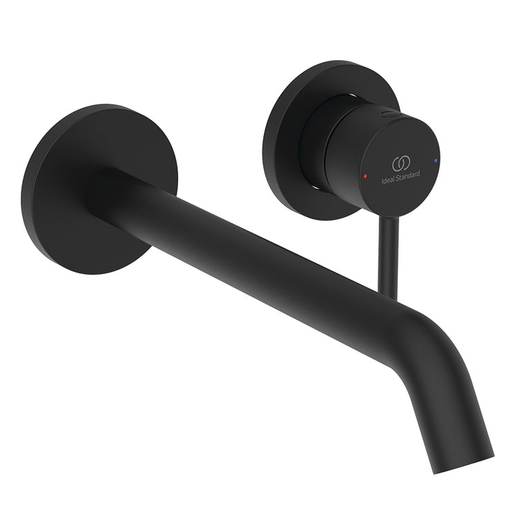 Ideal Standard Einhandmischer T. 23 cm für Waschtisch, wandmontiert, ohne Einbaukörper, Schwarz matt CERALINE BD848XG