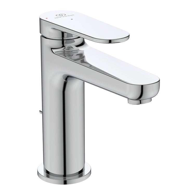 Ideal Standard Einhandmischer H. 15 cm für Waschbecken, mit Bedienstange, 1-1/4" Ablaufgarnitur und BlueStart-System, Chromoberfläche CERAFINE O BD769AA
