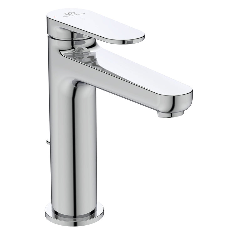 Ideal Standard Einhandmischer H. 17 cm für Waschbecken, mit Bedienstange und 1-1/4" Ablaufgarnitur, mit BlueStart-System, Chrom-Finish CERAFINE O BD771AA