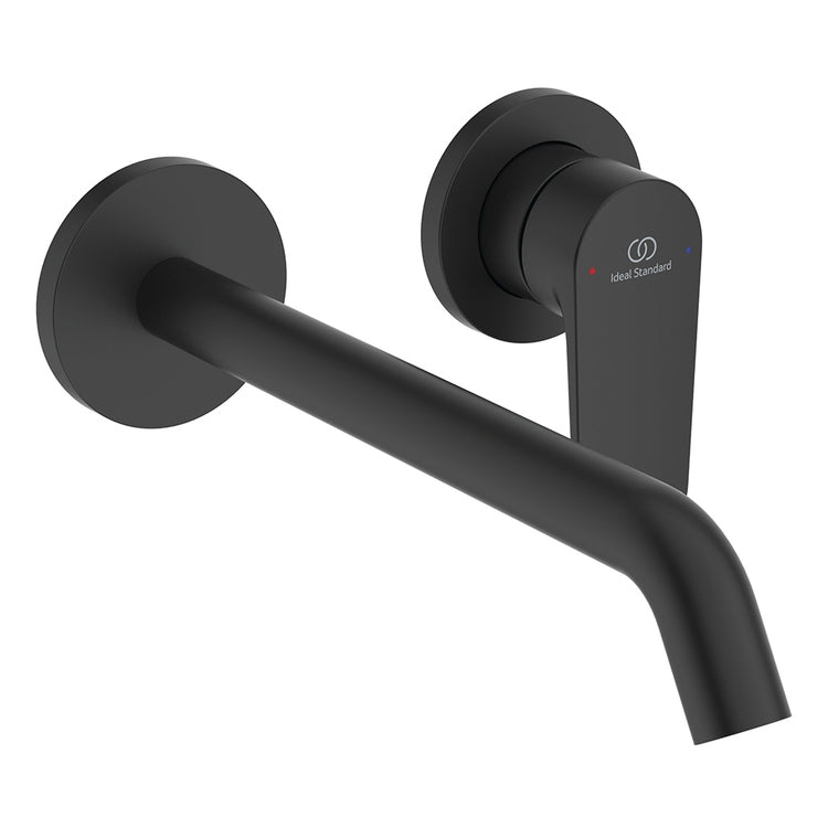 Ideal Standard Einhandmischer T. 23 cm für Waschbecken, wandmontiert, ohne Unterputzkörper, Farbe Schwarz matt CERAFINE O BD911XG