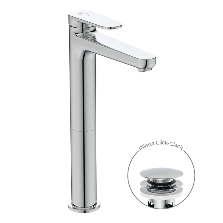 Ideal Standard Einhebelmischer H. 29 cm für Waschbecken, Ablauf Click-Clack, mit BlueStart-System, Chrom-Finish CERAFINE O BD966AA